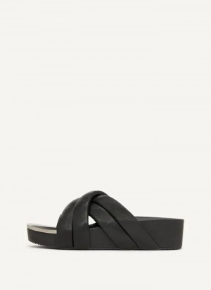 Black Women's Dkny Vienna Puffy Strap Sandals | 6984EAWZY