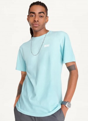 Blue Men's Dkny Cold Pigment Dyed T Shirts | 4207QFGZU