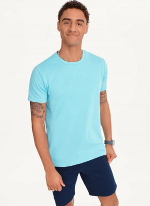 Blue Men's Dkny Cotton Poly Pique T Shirts | 2537CRHMQ