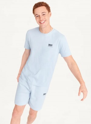 Blue Men's Dkny Left Chest T Shirts | 2763INCPX