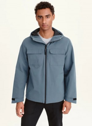 Blue Men's Dkny Textured Arctic Coats | 6187GYLSP