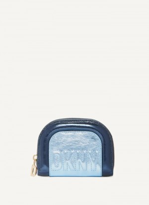 Blue Metallic Women's Dkny Metro Half Zip Around Wallet | 8037UCLEX