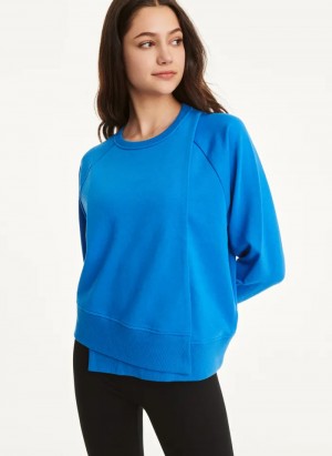 Blue Women's Dkny Cotton Jersey Asymmetrical Sweaters | 5290KTFLE