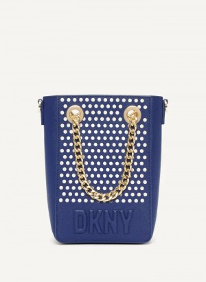 Blue Women's Dkny Essex Saffiano North-South Crossbody Bags | 4602PKDXZ