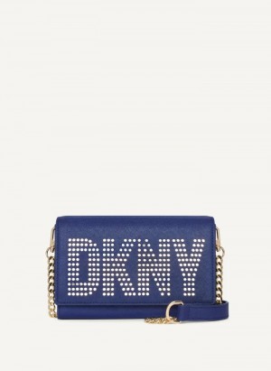 Blue Women's Dkny Essex Saffiano Slim Crossbody Bags | 0875WZDNQ