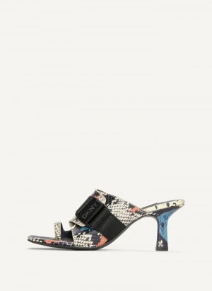 Blue Women's Dkny Heeled Buckle Mules | 8539JGXRY