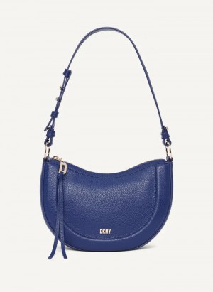 Blue Women's Dkny Metro Leather Shoulder Bag | 8630XJVDY