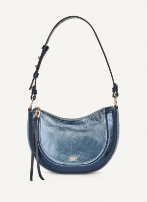 Blue Women's Dkny Metro Metallic Shoulder Bag | 3592VKTAI