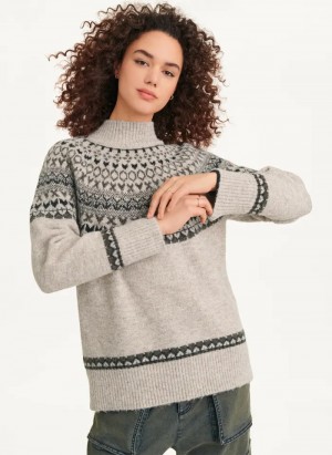 Brown Women's Dkny Fair Isle Sweaters | 5390NAOEY