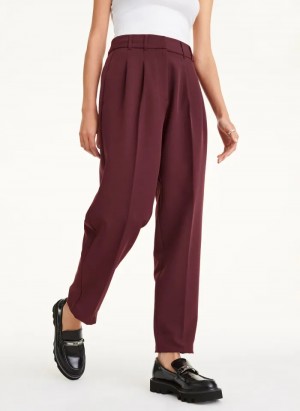 Cabernet Women's Dkny High Rise Pleat Rolled Cuff Pants | 1586QZCWE