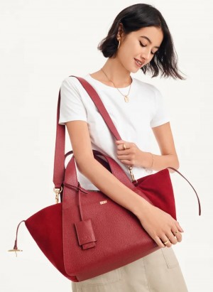 Carnelian Women's Dkny The Medium Effortless Tote Bags | 8935RYEMI