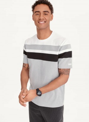 Charcoal Men's Dkny Block Short Sleeve Crewneck T Shirts | 7301DNRYG