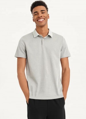 Charcol Men's Dkny Core Pima Cotton Pique Polo Shirts | 6429MDFTZ