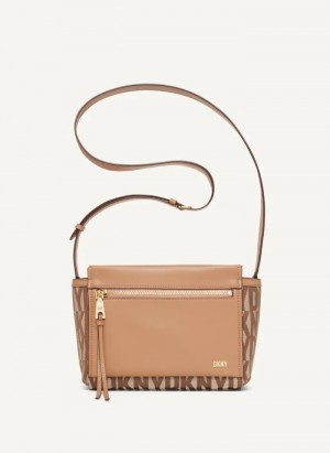 Chino/Cashew Women's Dkny Pax Crossbody Bags | 4201JBISH