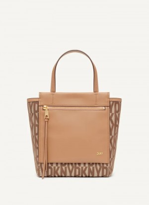 Chino/Cashew Women's Dkny Pax North-South Tote Bags | 8930CSFWL