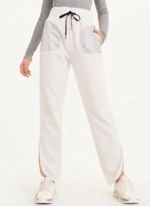 Cream Women's Dkny Fleece Pocket Pants | 6217SGQUZ