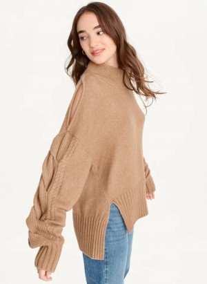 Fawn Women's Dkny Cold-Shoulder Sweaters | 6285GLHYT