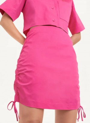 Fuchsia Women's Dkny Ruched Mini Skirt | 3491LHXOB