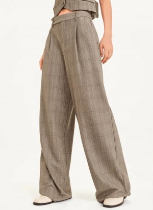 Glenn Plaid Women's Dkny Wide Leg Front Pleat Pants | 3951HCILG