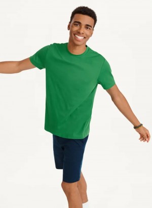 Green Men's Dkny Cotton Poly Pique T Shirts | 1579AFZKJ