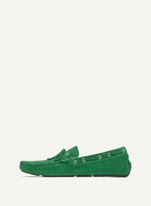 Green Men's Dkny Suede Driver Moccasins | 3850QSDKB