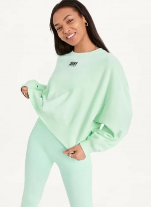 Green Women's Dkny Balance Oversized Crewneck Pullover | 7268LXGUV