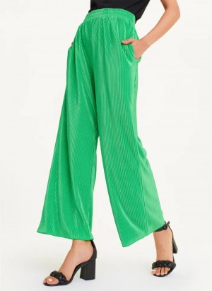 Green Women's Dkny High Waisted Pleated Flare Pants | 8359HCURW