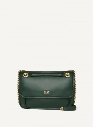 Green Women's Dkny Porter Flap Crossbody Bags | 4321SZYMN