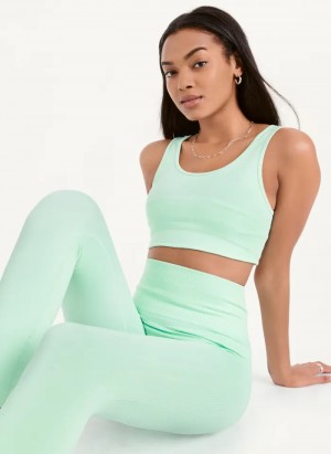 Green Women's Dkny Twill Seamless Leggings | 5208DSGRW