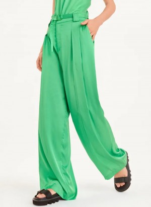 Green Women's Dkny Wide Leg Pants | 6941CTKLI