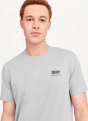 Grey Men's Dkny Left Chest T Shirts | 1490WFDIU