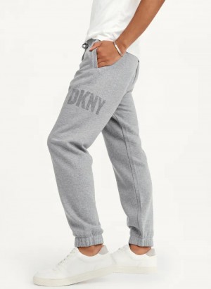 Grey Men's Dkny Shadow Logo Jogger Pants | 9213CFPUE