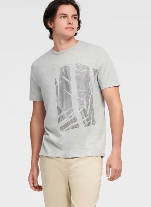 Grey Men's Dkny Views Graphic T Shirts | 8593TLHQX