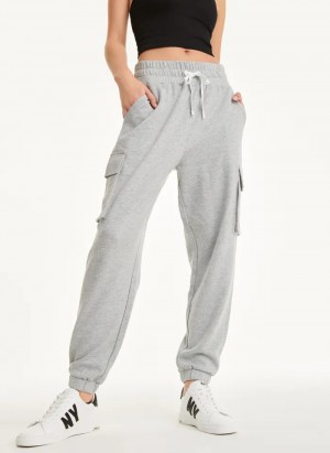 Grey Women's Dkny Cotton Jersey Cargo Jogger Pants | 4530SMAVO