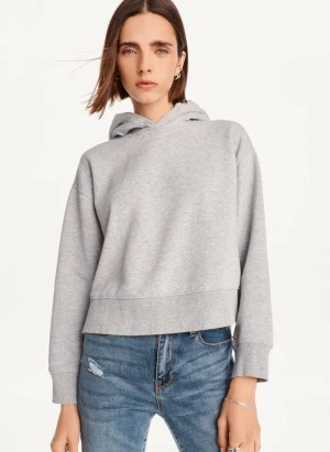 Grey Women's Dkny Cropped Boyfriend Hoodie | 3429UHLOJ