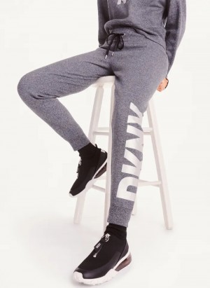 Grey Women's Dkny Exploded Logo Jogger Pants | 3120VWCGO