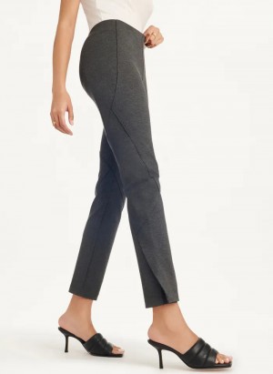 Grey Women's Dkny Slim Seamed & Side Slit Pants | 9381BNHRJ