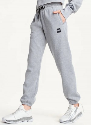 Grey Women's Dkny Sparkle Fleece High Waist Pants | 6124GYSFT