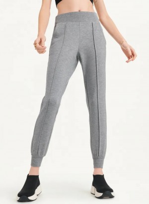 Grey Women's Dkny Yoga Terry Pintuck Jogger Pants | 9635UPYFZ