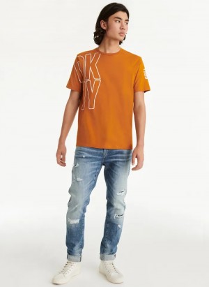 Honey Men's Dkny Exploded Logo Outline T Shirts | 7982WZHOI