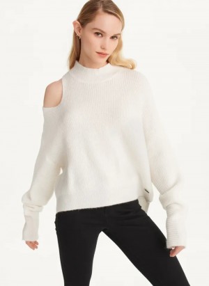 Ivory Women's Dkny Cold Shoulder Sweaters | 1209EDBXF