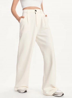 Ivory Women's Dkny French Terry Wide Leg Pants | 5106UOFBS