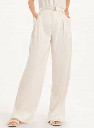 Ivory Women's Dkny Wide Leg Pants | 6035PRFTX