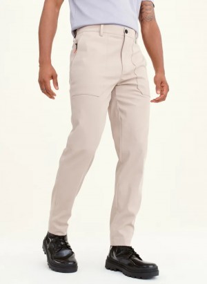 Khaki Men's Dkny Smart Fatigue Pants | 7380LJHPA