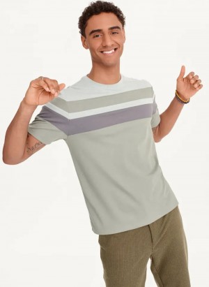 Moss Men's Dkny Block Short Sleeve Crewneck T Shirts | 0274WJKAL