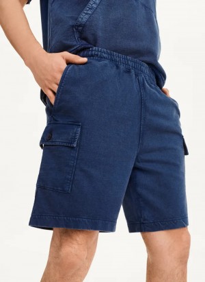 Navy Men's Dkny Pigment Garment Dye Shorts | 9042MOLZQ