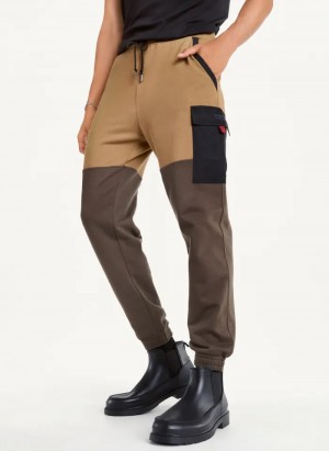 Olive Men's Dkny Colorblock Cargo Jogger Pants | 6815CDGLQ