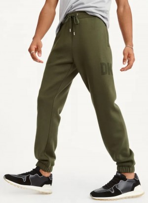 Olive Men's Dkny Shadow Logo Jogger Pants | 9562JCAON