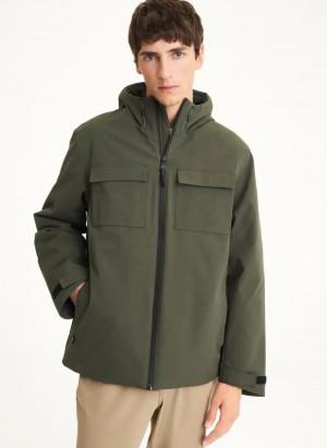 Olive Men's Dkny Textured Arctic Coats | 7682TIHER