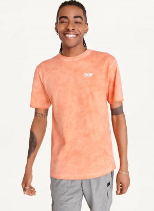 Orange Men's Dkny Cold Pigment Dyed T Shirts | 8403ENXQL